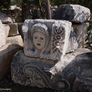 part of a series of columns surronding the stage at the antique theater in Myra