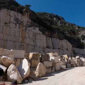 Marble blocks awaiting transport.