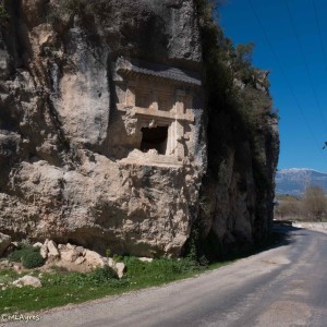 One of the abandoned and looted Lycian tombs found along a secondary road leading to Myra.